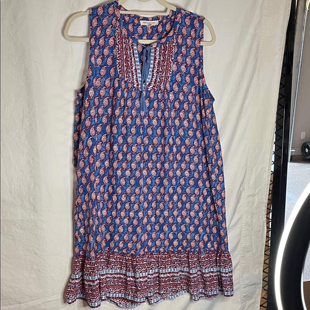 beachlunchlounge Blue and Red Paisley Print Tunic Coverup S